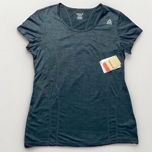 Reebok Black Heather Women’s Med Short Sleeve Moisture-Wicking Slim Fit Top NWT